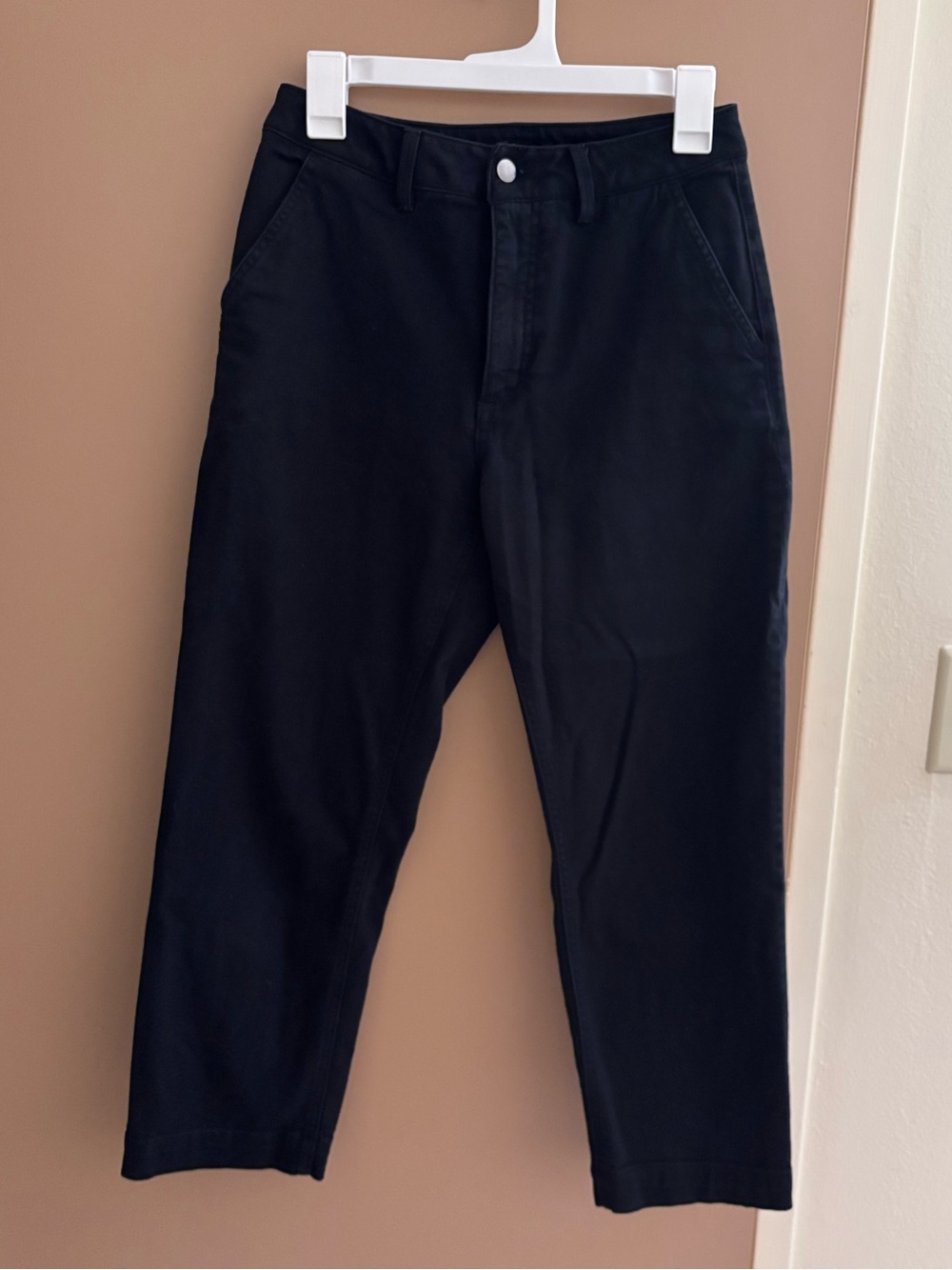 Quince high waist twill crop pants
